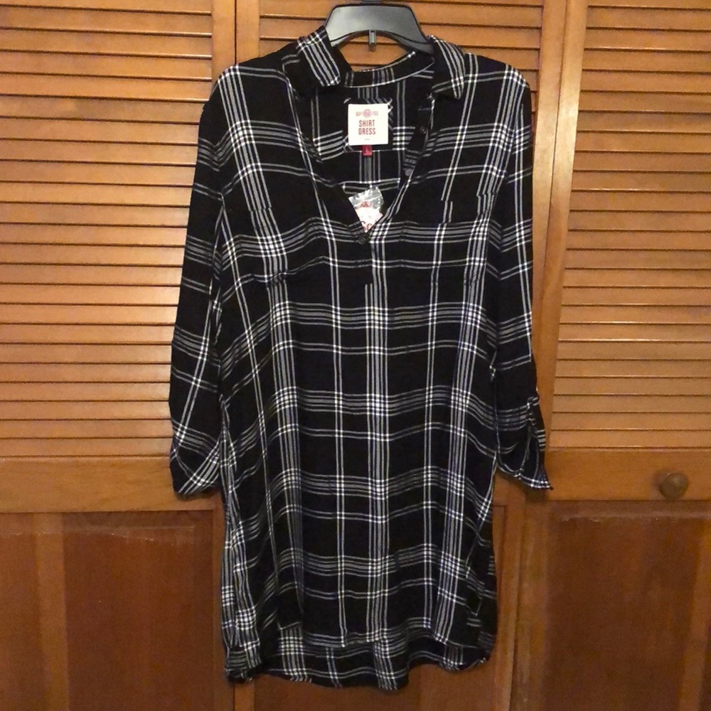 Flannel pattern shirt dress